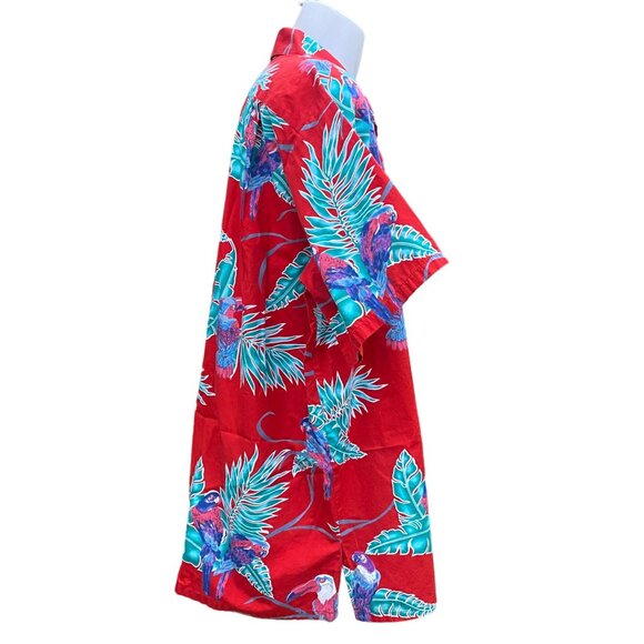 Go Barefoot Hawaiian Parrot Print Red Shirt 2XL Cotton Mens Short Sleeve USA - Picture 6 of 9
